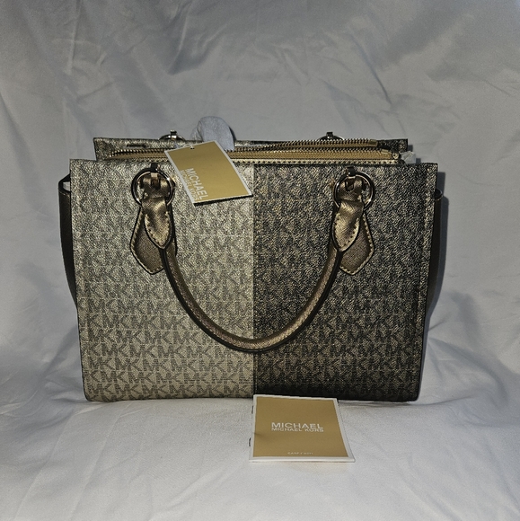 MICHAEL KORS MARILYN PL GLD MULTI MD SATCHEL HANDBAG - Picture 7 of 7